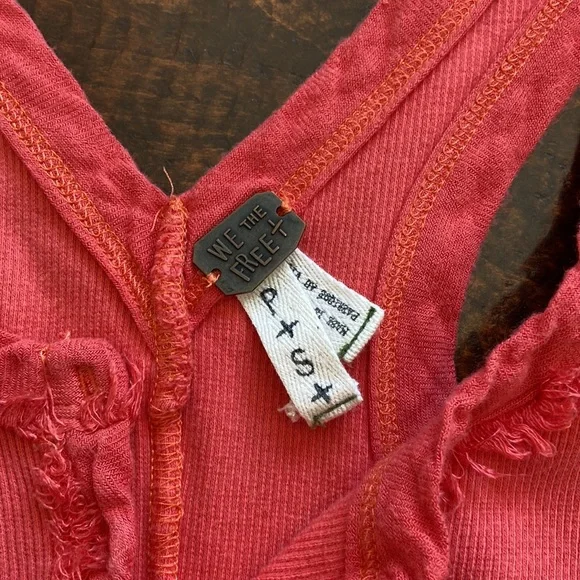 Free People We the Free Time Out Henley Tank Coral Size Small - Picture 9 of 13